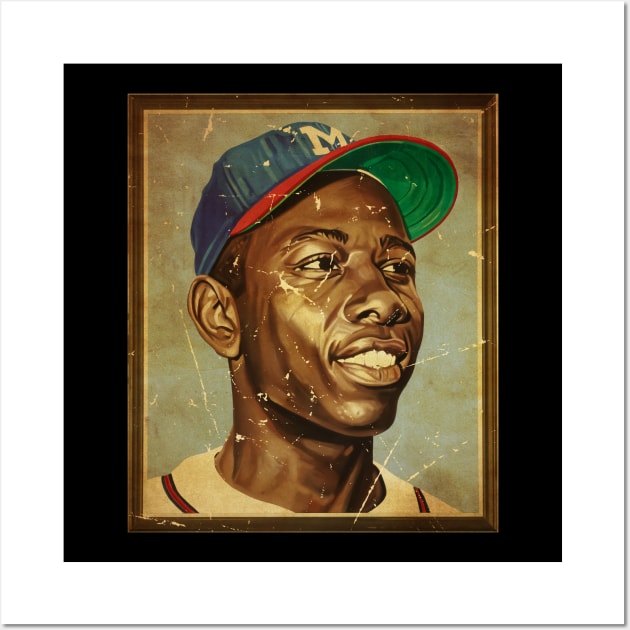 Hank Aaron [Frame Vintage] Wall Art by Lazy Sunday